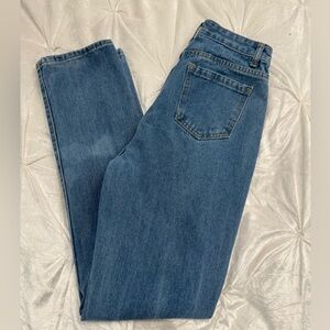 Shein Long Leg Blue Bleach Jeans Size 6